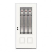 JELD-WEN Arum 3/4-Lite Primed White Steel Entry Door with Brickmold -