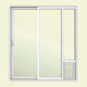 JELD-WEN 72 in. x 80 in. White Left Hand Vinyl Patio Door with Low-E Argon Glass and Large Pet Door