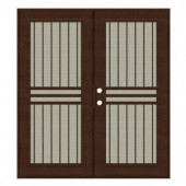 Unique Home Designs Plain Bar 60 in. x 80 in. Copper Right-active Surface Mount Aluminum Security Door with Beige Perforated Aluminum Screen