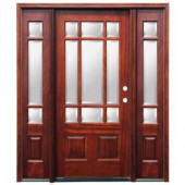 Pacific Entries Craftsman 9 Lite Stained Mahogany Wood Entry Door with 6 in. Wall Series and 12 in. Sidelites