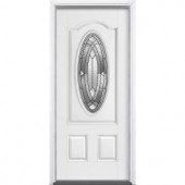 Masonite Shield 3/4 Oval Lite Primed Smooth Fiberglass Entry Door with Brickmould