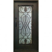 38 in. x 81 in. Copper Prehung Right-Hand Inswing Wrought Iron Single Straight Top Entry Door