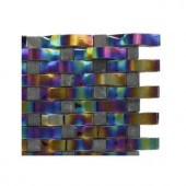 Splashback Tile Contempo Curve Rainbow Black Glass Mosaic Floor and Wall Tile - 6 in. x 6 in. Tile Sample