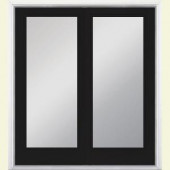 Masonite 60 in. x 80 in. Jet Black Steel Prehung Left-Hand Inswing 1 Lite Patio Door with No Brickmold in Vinyl Frame