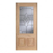 Main Door Mahogany Type Unfinished Beveled Patina 3/4 Glass Solid Wood Entry Door Slab