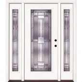 Feather River Doors Preston Patina Full Lite Primed Smooth Fiberglass Entry Door with Sidelites
