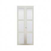 TRUporte 3080 Series 24 in. x 80 in. 3-Lite Tempered Frosted Glass Composite White Interior Bifold Closet Door
