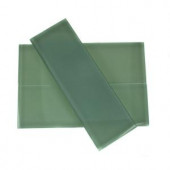 Splashback Tile Contempo Spa Green Frosted 4 in. x 12 in. Glass Subway Floor and Wall Tile