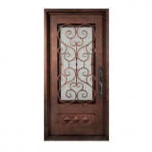 Iron Doors Unlimited Vita Francese 3/4 Lite Painted Heavy Bronze Decorative Wrought Iron Entry Door