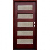 Pacific Entries Contemporary 5 Lite Seedy Stained Wood Mahogany Entry Door