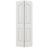 JELD-WEN Woodgrain 4-Panel Eyebrow Top Primed White Molded Interior Bifold Closet Door