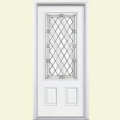 Masonite Halifax Three Quarter Rectangle Painted Steel Entry Door with Brickmold