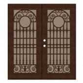 Unique Home Designs Spaniard 60 in. x 80 in. Copper Right-active Surface Mount Aluminum Security Door with Desert Sand Perforated Screen