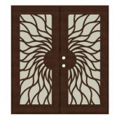 Unique Home Designs Sunfire 60 in. x 80 in. Copper Right-Hand Surface Mount Aluminum Security Door with Beige Perforated Aluminum Screen