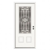 JELD-WEN Sanibel 3/4-Lite Primed White Steel Entry Door with Brickmold