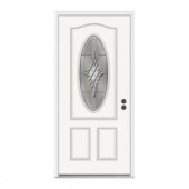JELD-WEN Hadley 3/4-Lite Oval Brilliant White Fiberglass Entry Door
