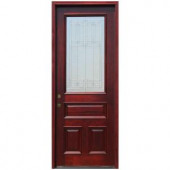 Pacific Entries Traditional 3/4 Lite Stained Mahogany Wood Entry Door with 6 in. Wall Series and 8 ft. Height Series