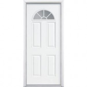 Masonite Premium Fan Lite Primed Steel Entry Door with Brickmold