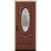 Tru Tech Belmont 3-Panel Deluxe Rosedale Oak Finish Fiberglass Entry Door