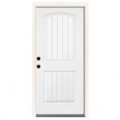Steves & Sons Premium 2-Panel Plank Primed White Steel Entry Door with 36 in. Right-Hand Inswing and 6 in. Wall