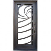 Iron Doors Trento Contemporary Full Lite Dark Bronze Wrought Iron Entry Door