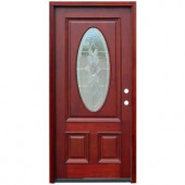 Pacific Entries Traditional 3/4 Oval Stained Mahogany Wood Entry Door