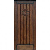 Main Door Rustic Mahogany Type Prefinished Distressed V-Groove Solid Wood Speakeasy Entry Door Slab