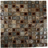Splashback Tile Roman Selection Charred Chestnut 12 in. x 12 in. Glass Mosaic Floor / Wall Tile