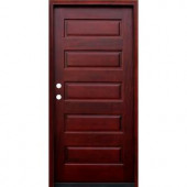 Pacific Entries Contemporary 5-Panel Stained Wood Mahogany Entry Door