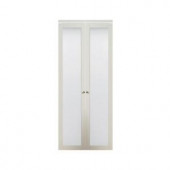 TRUporte 3010 Series 36 in. x 80 in. 1-Lite Tempered Frosted Glass Composite White Interior Bifold Closet Door