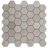 Splashback Tile Crema Marfil Hexagon 12 in. x 12 in. Polished Marble Floor and Wall Tile