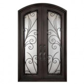 Iron Doors Unlimited Flusso Center Arch Painted Oil Rubbed Bronze Decorative Wrought Iron Entry Door