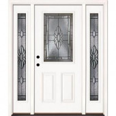 Feather River Doors Sapphire Patina Half Lite Primed Smooth Fiberglass Entry Door with Sidelites