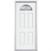 Masonite Providence Fan Lite Primed Smooth Fiberglass Entry Door with Brickmold