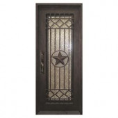 Iron Doors Unlimited Texas Star Full Lite Painted Oil Rubbed Bronze Decorative Wrought Iron Entry Door
