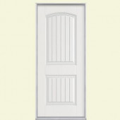 Masonite Cheyenne 2-Panel Primed Smooth Fiberglass Entry Door with Brickmold