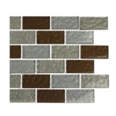 Splashback Tile Metallic Ale Blend 1 in. x 2 in. Glass Tiles - 6 in. x 6 in. Tile Sample