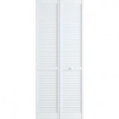 Frameport 24 in. x 78 in. Louver Pine White Interior Bi-fold Closet Door