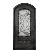 Iron Doors Unlimited Mara Marea 3/4 Lite Painted Silver Pewter Decorative Wrought Iron Entry Door