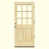 JELD-WEN 9-Lite Unfinished Hemlock Entry Door with Primed White AuraLast Jamb