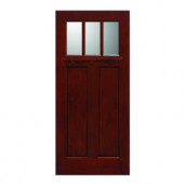 Main Door Craftsman Collection 3 Lite Prefinished Cherry Solid Mahogany Type Wood Slab Entry Door