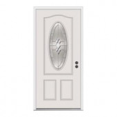 JELD-WEN Kingston 3/4-Lite Oval Primed White Fiberglass Entry Door