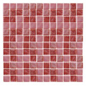 EPOCH Irridecentz I-Red-1415 Mosiac Recycled Glass Mesh Mounted Tile - 4 in. x 4 in. Tile Sample