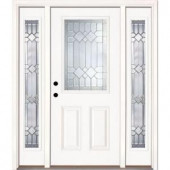 Feather River Doors Mission Pointe Zinc Half Lite Prime Smooth Fiberglass Entry Door with Sidelites