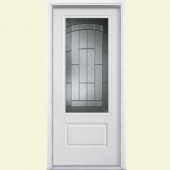 Masonite Croxley Three Quarter Rectangle Primed Smooth Fiberglass Entry Door with Brickmold