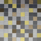 Instant Mosaic 12 in. x 12 in. Peel and Stick Brushed Stainless Champagne and Gold Metal Wall Tile