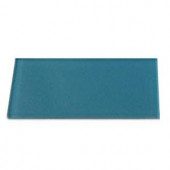 Splashback Tile Contempo Turquoise Polished Glass Tiles - 3 in. x 6 in. Tile Sample