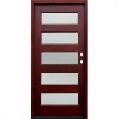 Pacific Entries Contemporary 5 Lite Reed Stained Wood Mahogany Entry Door