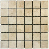 MS International Travertino Beige 12 in. x 12 in. x 9 mm Glazed Porcelain Mosaic Floor and Wall Tile