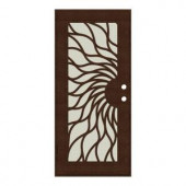 Unique Home Designs Sunfire 30 in. x 80 in. Copperclad Right-Hand Surface Mount Aluminum Security Door with Beige Perforated Aluminum Screen